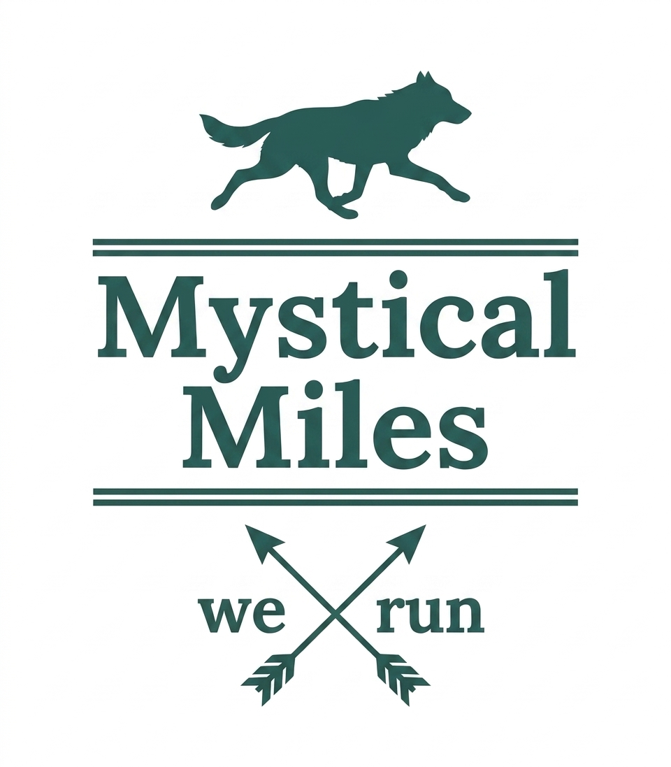 Logo van hardloopgroep Mystical Miles met de tekst ‘we run’.